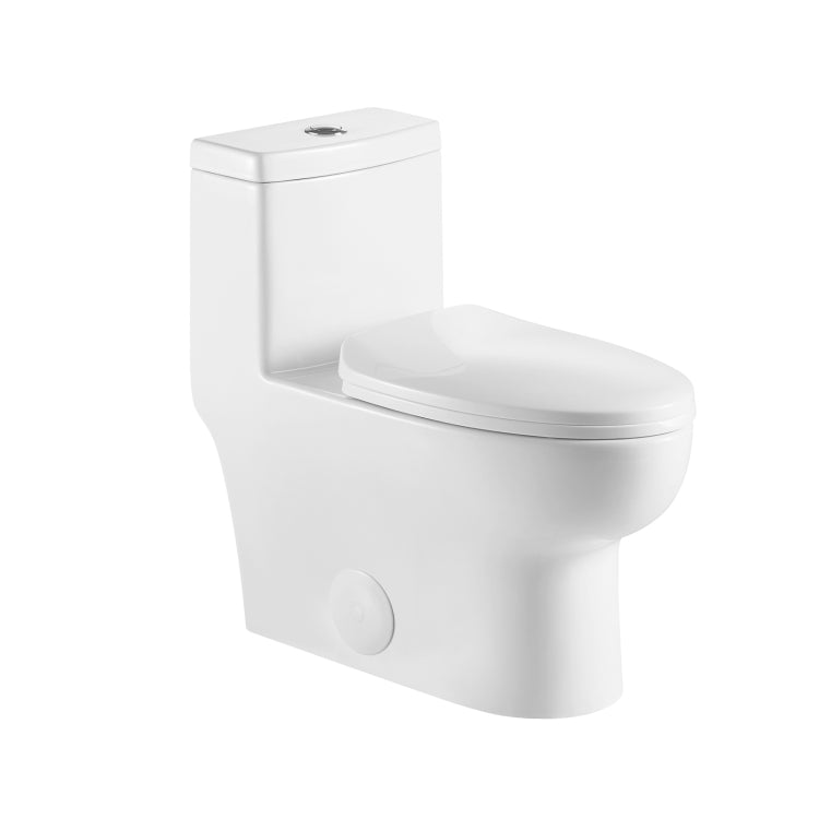 [US Warehouse] Space Saver Dual-Flush Elongated One-Piece Toilet with Soft Closing Seat, Size: 71 x 73 x 40cm