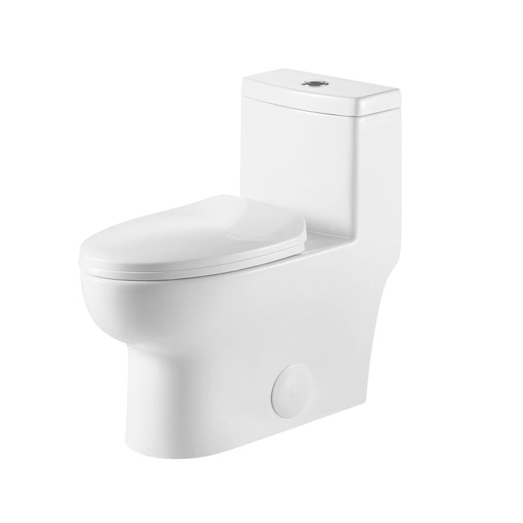 [US Warehouse] Space Saver Dual-Flush Elongated One-Piece Toilet with Soft Closing Seat, Size: 71 x 73 x 40cm