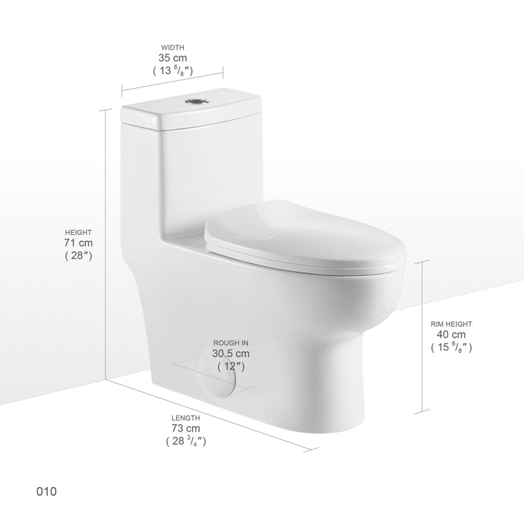 [US Warehouse] Space Saver Dual-Flush Elongated One-Piece Toilet with Soft Closing Seat, Size: 71 x 73 x 40cm