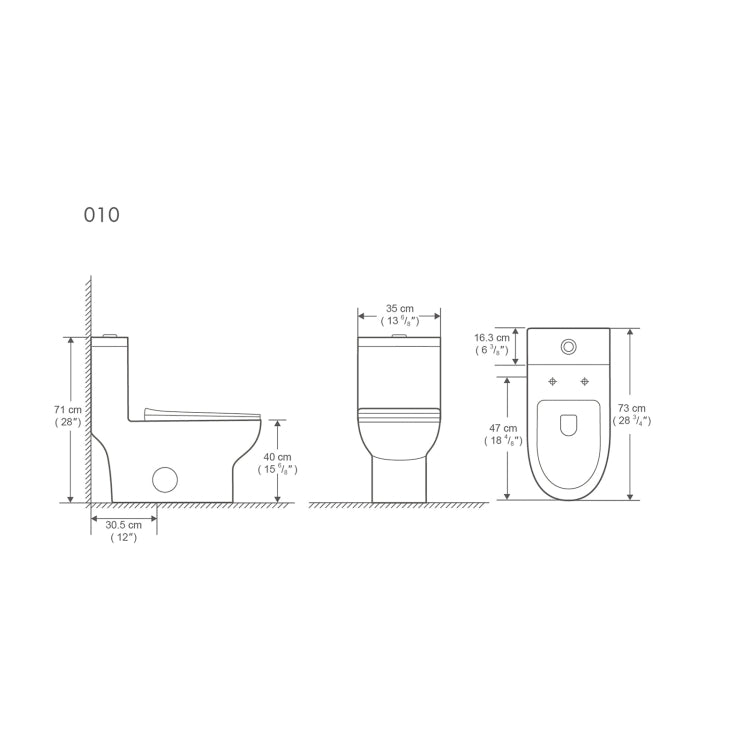 [US Warehouse] Space Saver Dual-Flush Elongated One-Piece Toilet with Soft Closing Seat, Size: 71 x 73 x 40cm