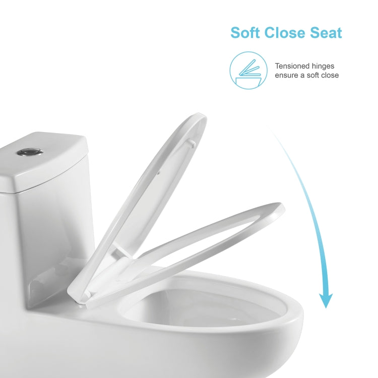 [US Warehouse] Space Saver Dual-Flush Elongated One-Piece Toilet with Soft Closing Seat, Size: 71 x 73 x 40cm