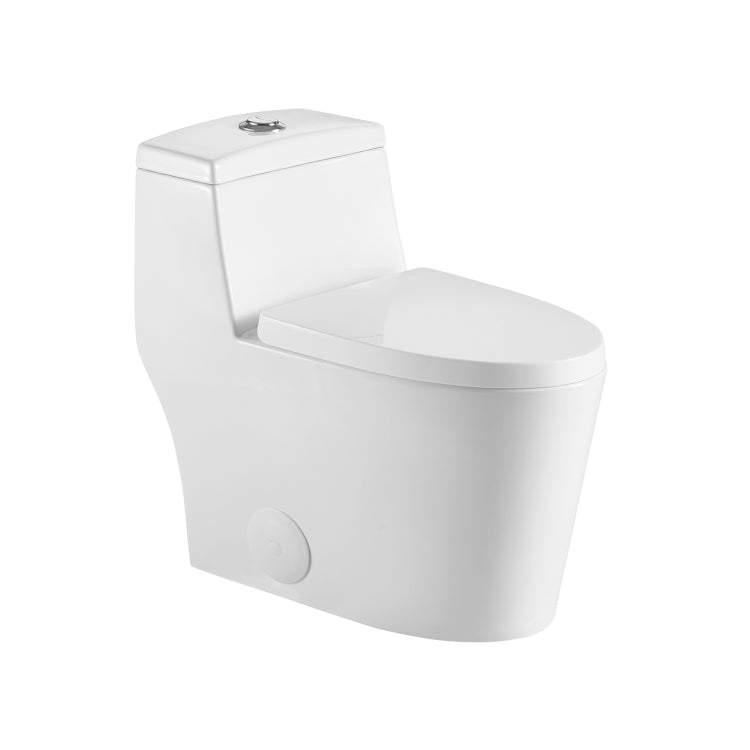 [US Warehouse] Space Saver Dual-Flush Elongated One-Piece Toilet with Soft Closing Seat, Size: 66 x 82 x 39.5cm