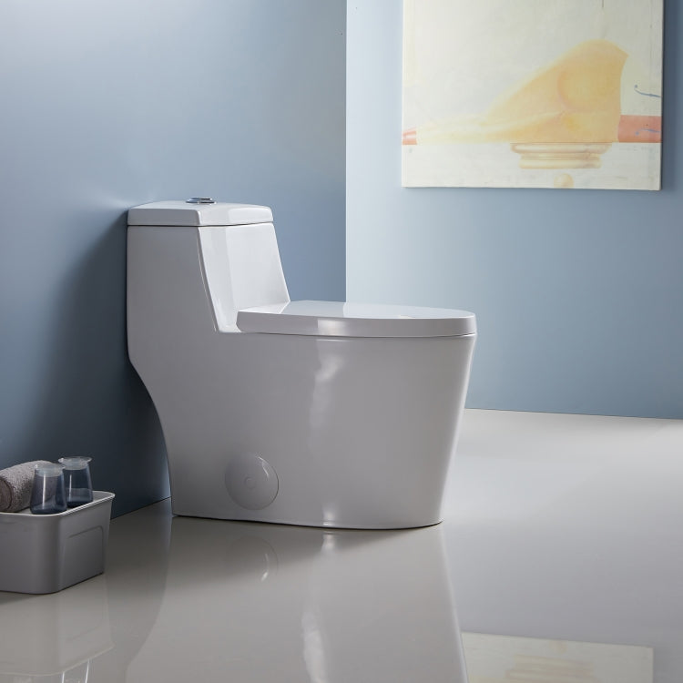 [US Warehouse] Space Saver Dual-Flush Elongated One-Piece Toilet with Soft Closing Seat, Size: 66 x 82 x 39.5cm