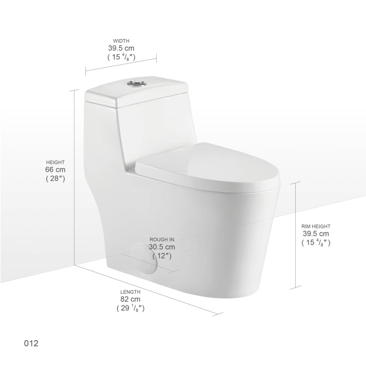 [US Warehouse] Space Saver Dual-Flush Elongated One-Piece Toilet with Soft Closing Seat, Size: 66 x 82 x 39.5cm