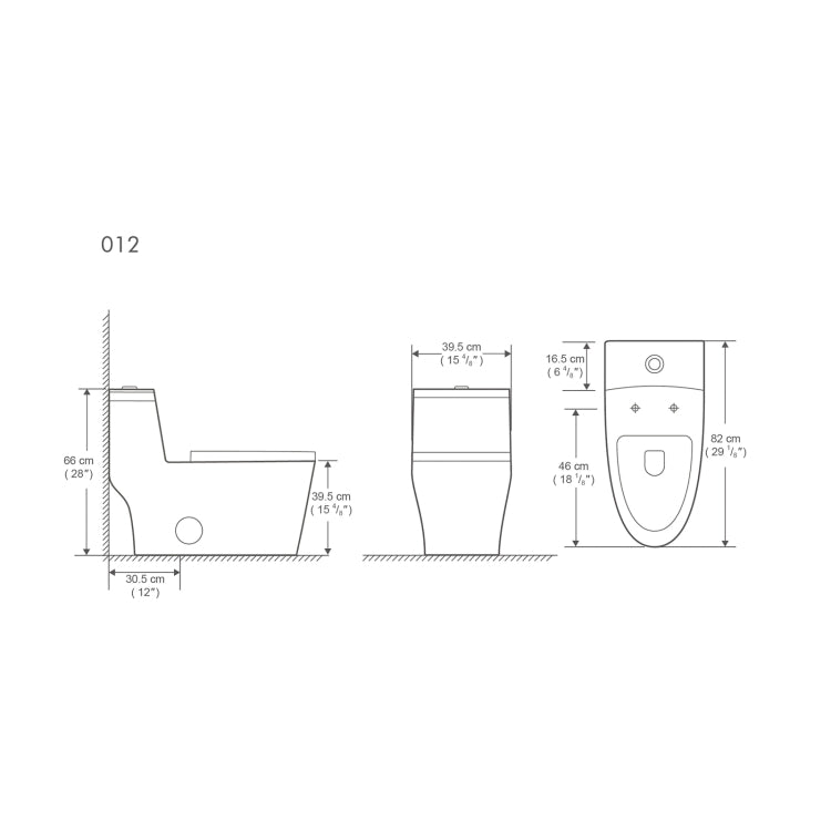 [US Warehouse] Space Saver Dual-Flush Elongated One-Piece Toilet with Soft Closing Seat, Size: 66 x 82 x 39.5cm