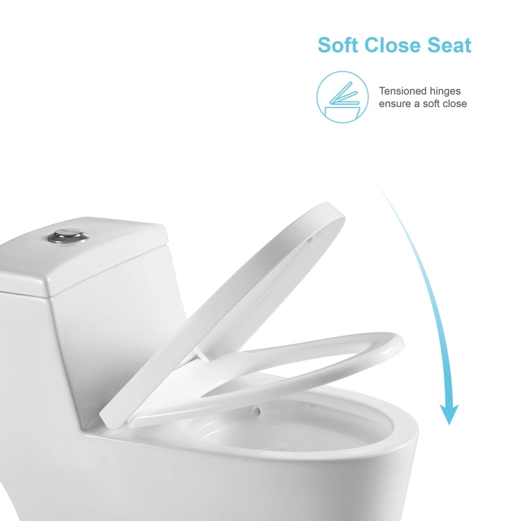 [US Warehouse] Space Saver Dual-Flush Elongated One-Piece Toilet with Soft Closing Seat, Size: 66 x 82 x 39.5cm