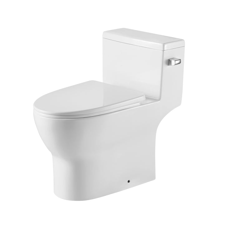 [US Warehouse] Space Saver Single-Flush Elongated One-Piece Toilet with Soft Closing Seat, Size: 70 x 72.5 x 42cm