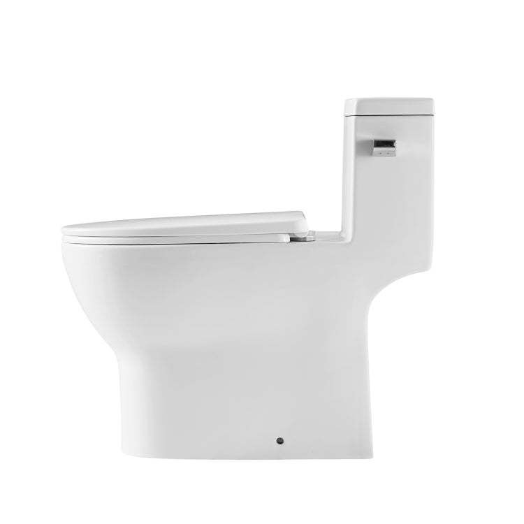 [US Warehouse] Space Saver Single-Flush Elongated One-Piece Toilet with Soft Closing Seat, Size: 70 x 72.5 x 42cm