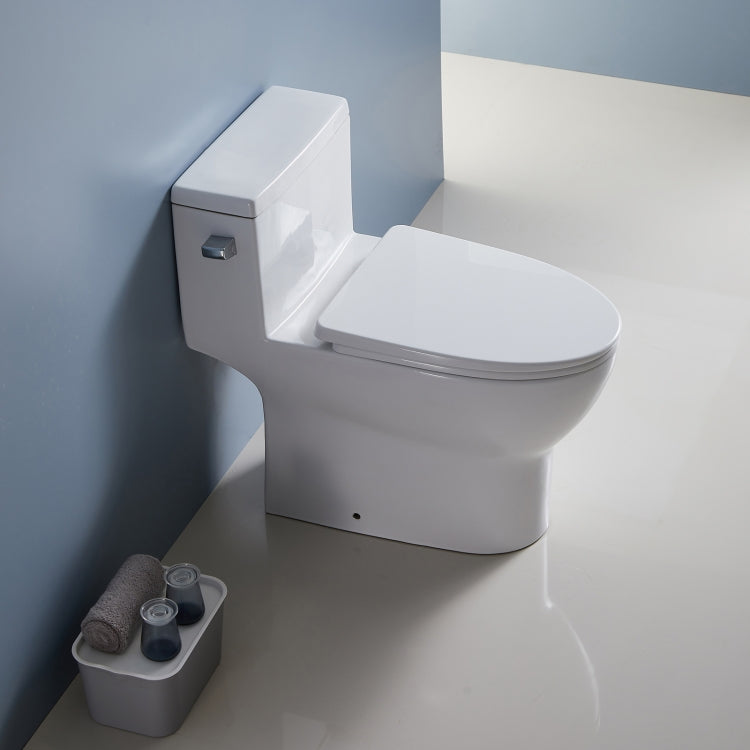 [US Warehouse] Space Saver Single-Flush Elongated One-Piece Toilet with Soft Closing Seat, Size: 70 x 72.5 x 42cm