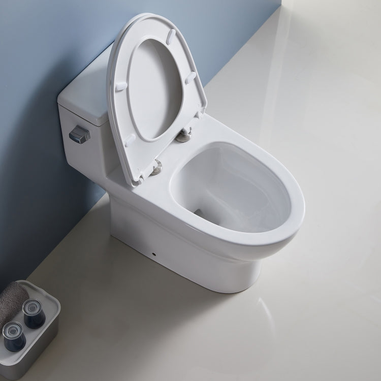 [US Warehouse] Space Saver Single-Flush Elongated One-Piece Toilet with Soft Closing Seat, Size: 70 x 72.5 x 42cm