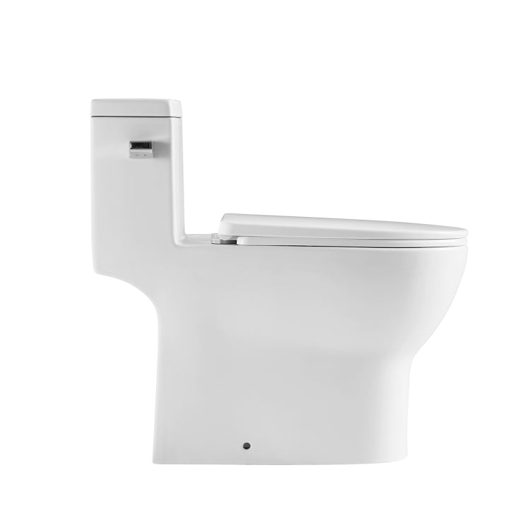 [US Warehouse] Space Saver Single-Flush Elongated One-Piece Toilet with Soft Closing Seat, Size: 70 x 72.5 x 42cm