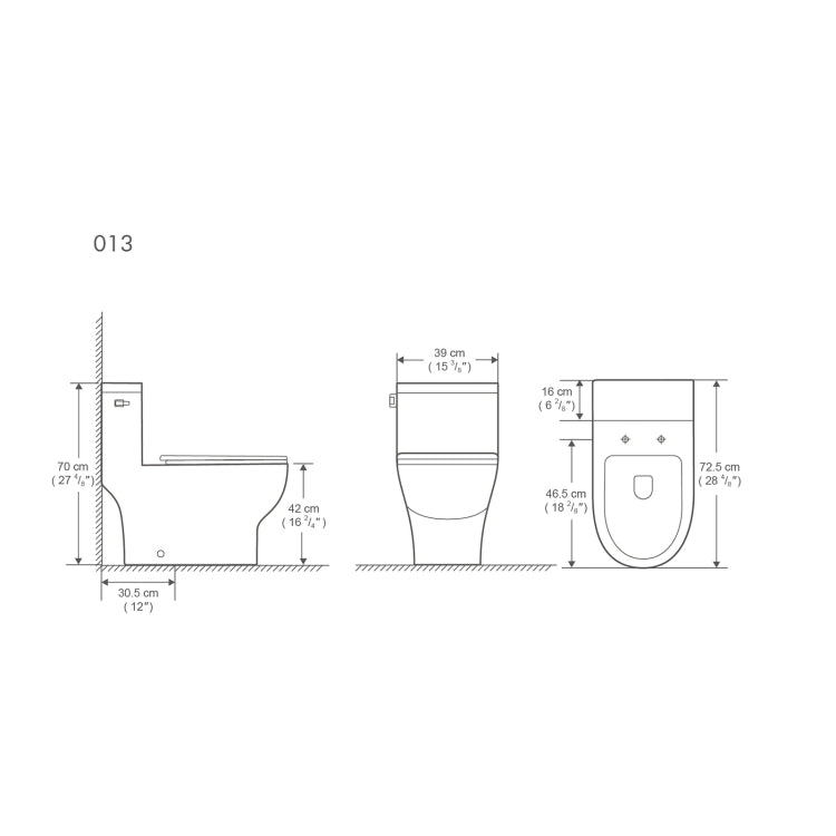 [US Warehouse] Space Saver Single-Flush Elongated One-Piece Toilet with Soft Closing Seat, Size: 70 x 72.5 x 42cm