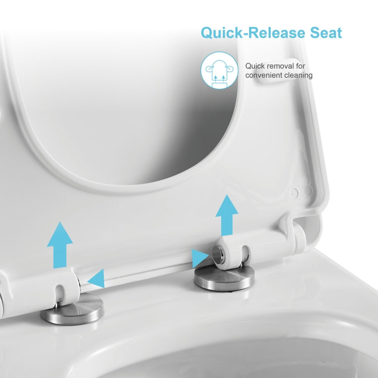 [US Warehouse] Space Saver Single-Flush Elongated One-Piece Toilet with Soft Closing Seat, Size: 70 x 72.5 x 42cm