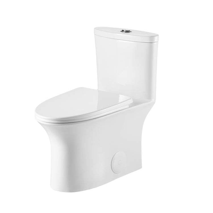 [US Warehouse] Space Saver Dual Flush Elongated One-Piece Toilet with Soft Closing Seat, Size: 74 x 72 x 39cm