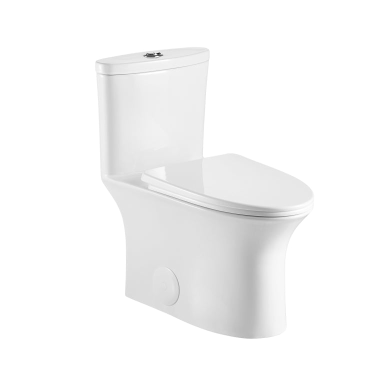 [US Warehouse] Space Saver Dual Flush Elongated One-Piece Toilet with Soft Closing Seat, Size: 74 x 72 x 39cm