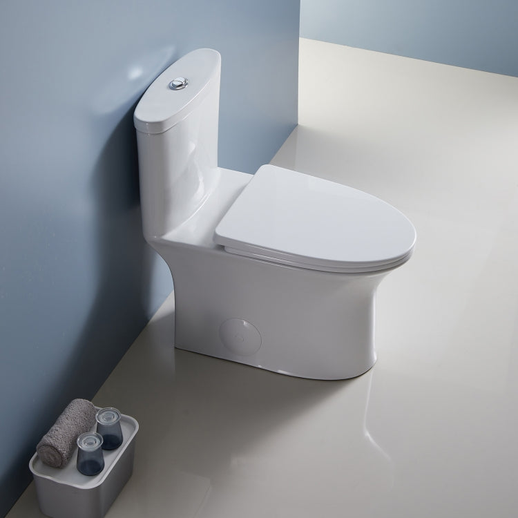 [US Warehouse] Space Saver Dual Flush Elongated One-Piece Toilet with Soft Closing Seat, Size: 74 x 72 x 39cm