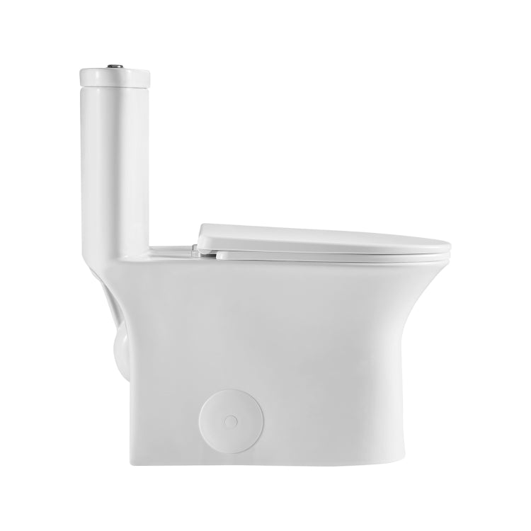 [US Warehouse] Space Saver Dual Flush Elongated One-Piece Toilet with Soft Closing Seat, Size: 74 x 72 x 39cm