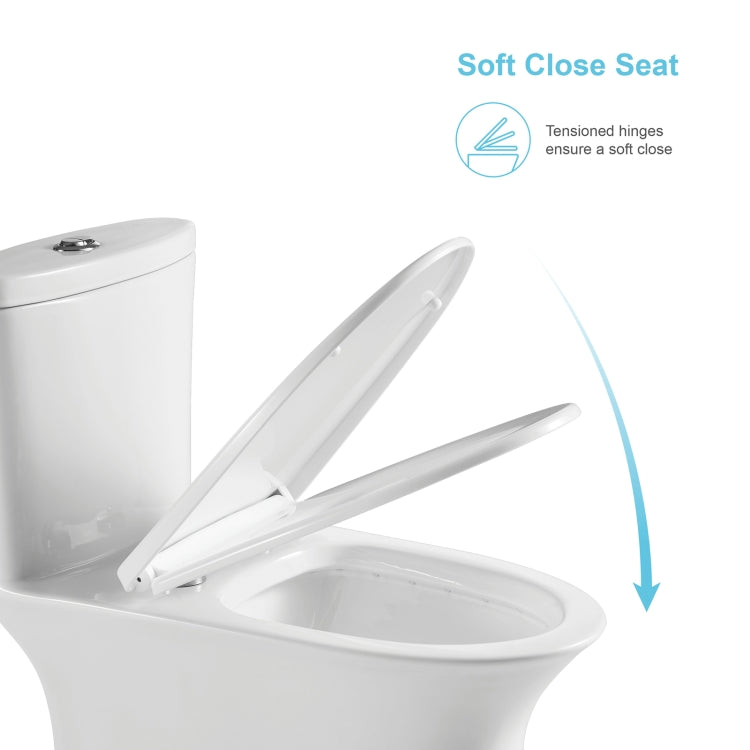 [US Warehouse] Space Saver Dual Flush Elongated One-Piece Toilet with Soft Closing Seat, Size: 74 x 72 x 39cm