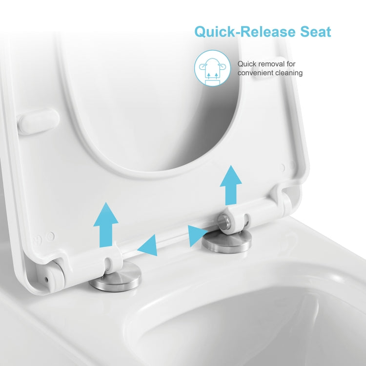 [US Warehouse] Space Saver Dual Flush Elongated One-Piece Toilet with Soft Closing Seat, Size: 74 x 72 x 39cm