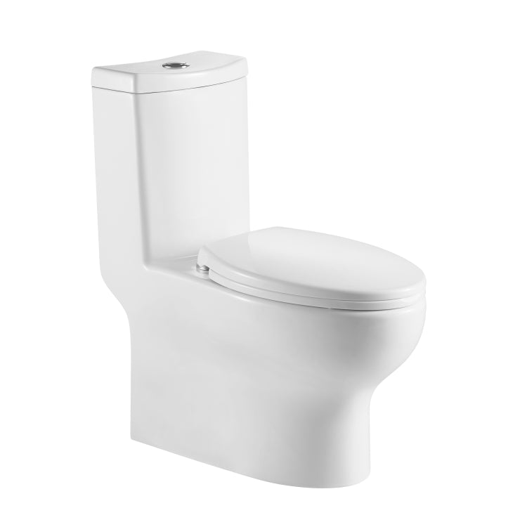 [US Warehouse] Space Saver Dual Flush Elongated One-Piece Toilet with Soft Closing Seat, Size: 77 x 71 x 42cm