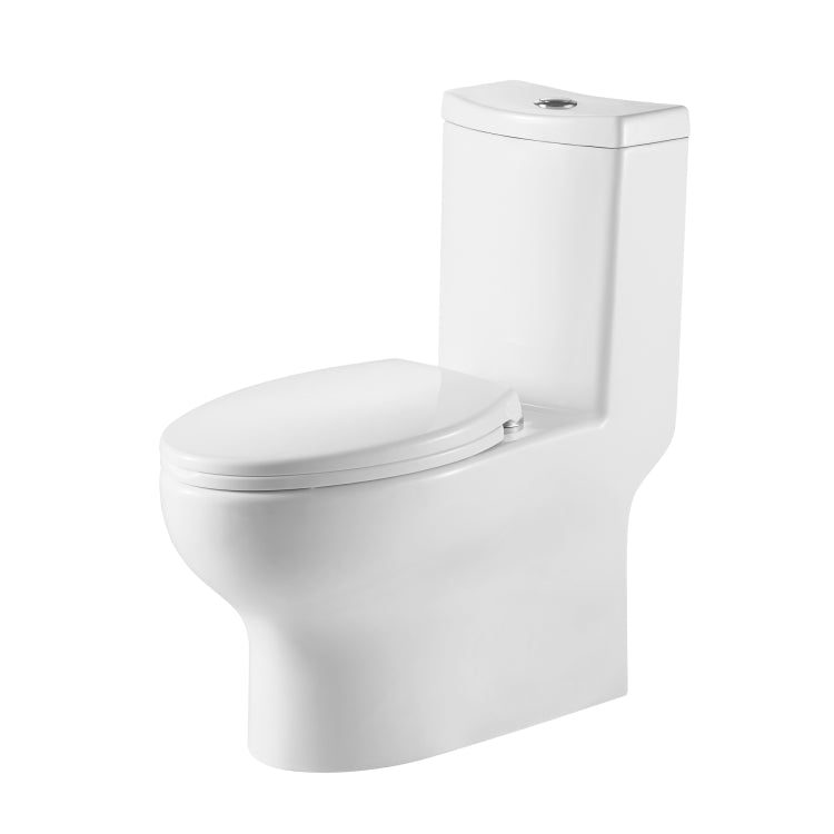 [US Warehouse] Space Saver Dual Flush Elongated One-Piece Toilet with Soft Closing Seat, Size: 77 x 71 x 42cm