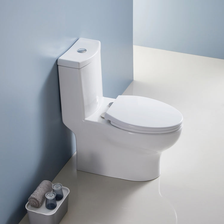 [US Warehouse] Space Saver Dual Flush Elongated One-Piece Toilet with Soft Closing Seat, Size: 77 x 71 x 42cm