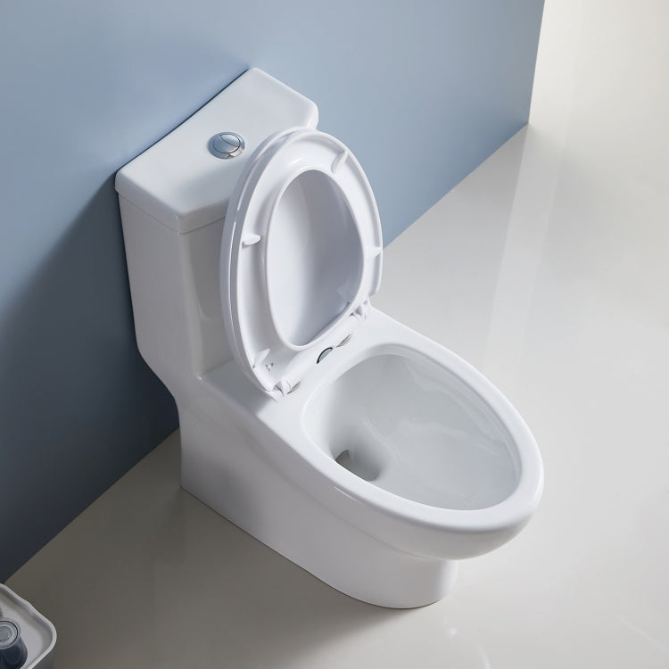 [US Warehouse] Space Saver Dual Flush Elongated One-Piece Toilet with Soft Closing Seat, Size: 77 x 71 x 42cm