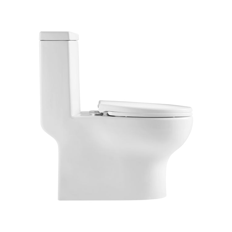 [US Warehouse] Space Saver Dual Flush Elongated One-Piece Toilet with Soft Closing Seat, Size: 77 x 71 x 42cm