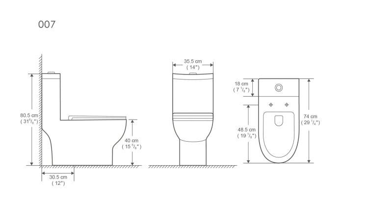 [US Warehouse] Space Saver Dual Flush Elongated One-Piece Toilet with Soft Closing Seat, Size: 77 x 71 x 42cm