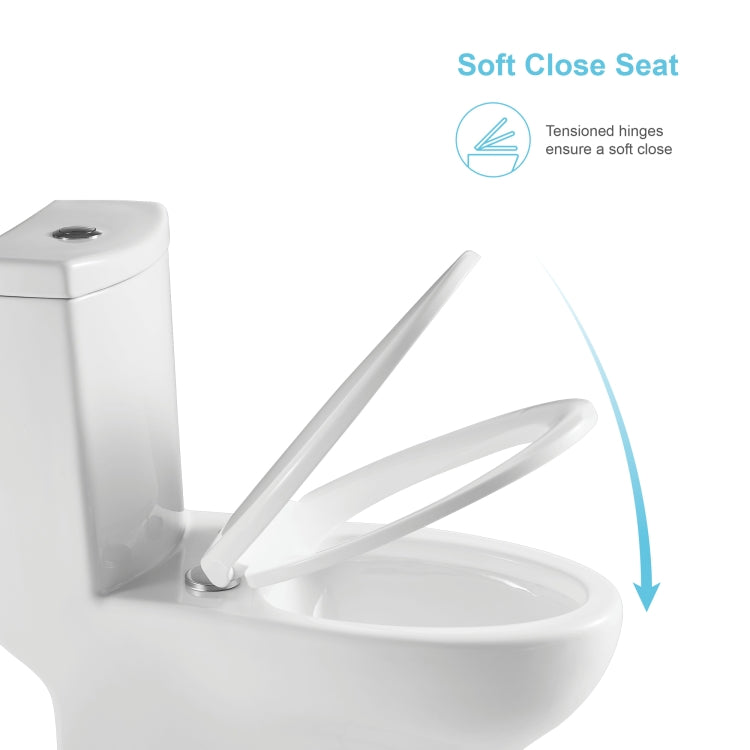 [US Warehouse] Space Saver Dual Flush Elongated One-Piece Toilet with Soft Closing Seat, Size: 77 x 71 x 42cm