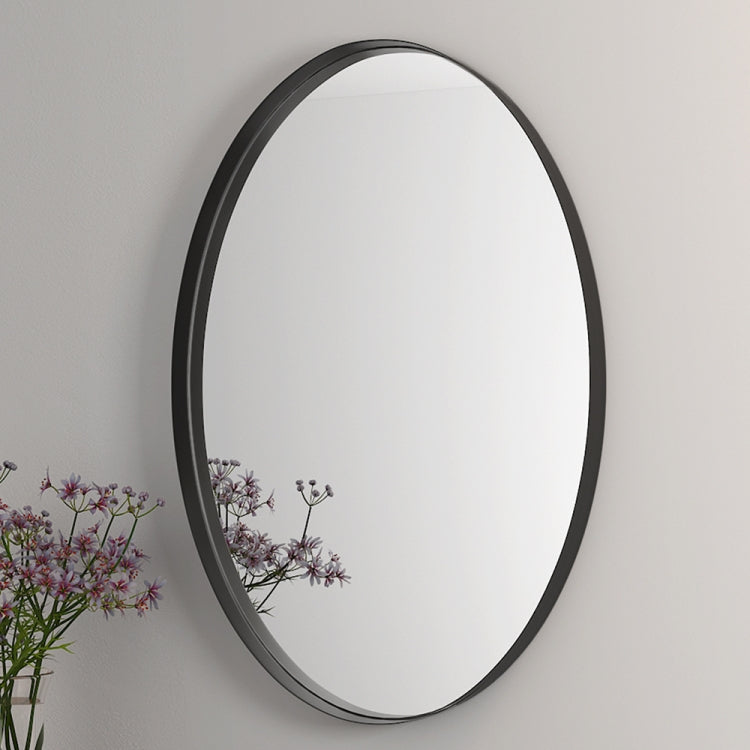 [US Warehouse] Wall-mounted Metal Oval Bathroom Mirror, Size: 27.6 x 18.1 x 1.6 inch