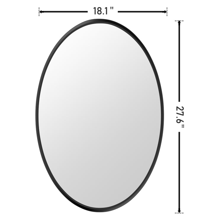 [US Warehouse] Wall-mounted Metal Oval Bathroom Mirror, Size: 27.6 x 18.1 x 1.6 inch