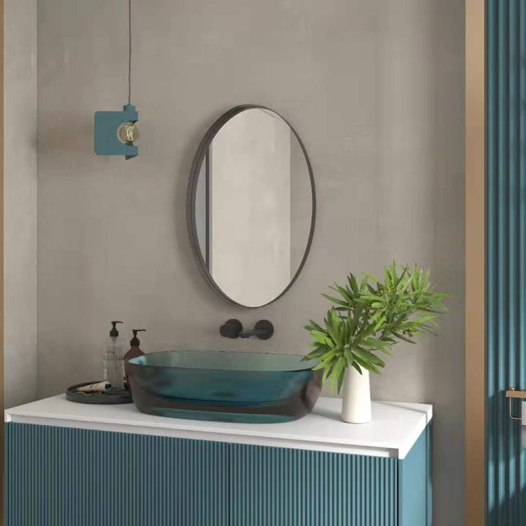 [US Warehouse] Wall-mounted Metal Oval Bathroom Mirror, Size: 27.6 x 18.1 x 1.6 inch