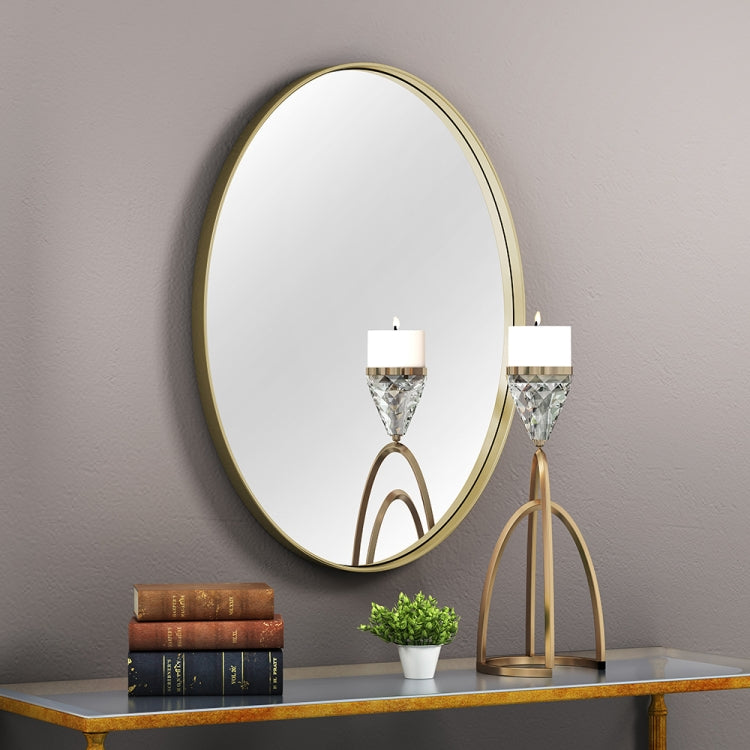 [US Warehouse] Wall-mounted Metal Oval Bathroom Mirror, Size: 27.6 x 18.1 x 1.6 inch