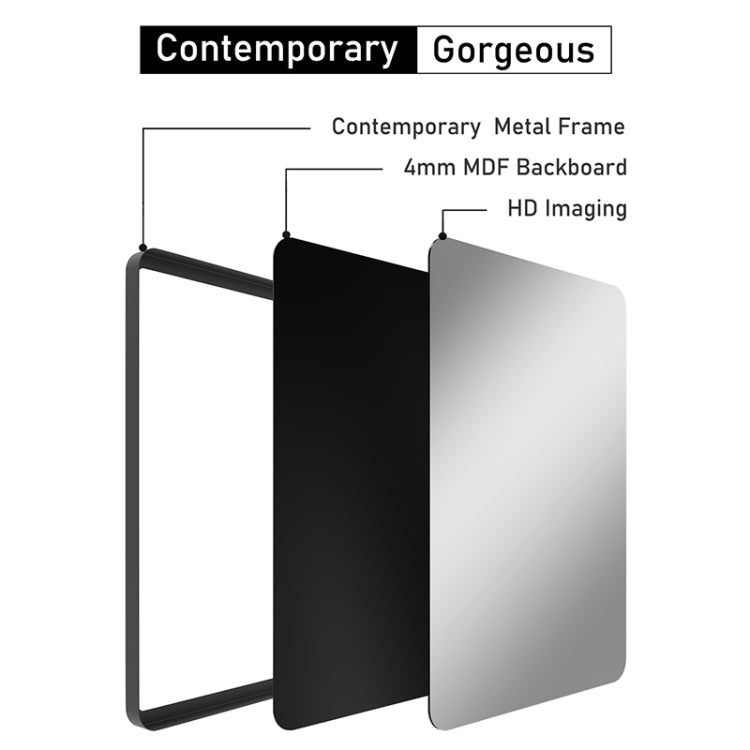 [US Warehouse] Wall-mounted Metal Rectangles Bathroom Mirror, Size: 27.6 x 18.1 x 1.6 inch