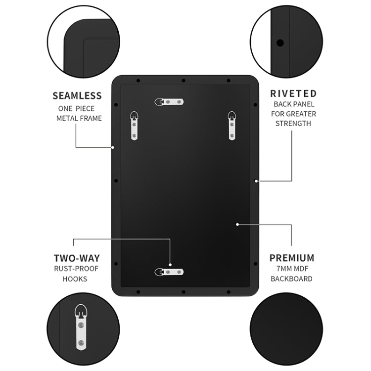 [US Warehouse] Wall-mounted Metal Rectangles Bathroom Mirror, Size: 27.6 x 18.1 x 1.6 inch