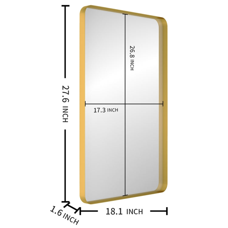 [US Warehouse] Wall-mounted Metal Rectangles Bathroom Mirror, Size: 27.6 x 18.1 x 1.6 inch