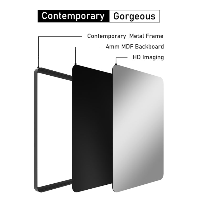 [US Warehouse] Wall-mounted Metal Rectangles Bathroom Mirror, Size: 35.4 x 23.6 x 1.6 inch