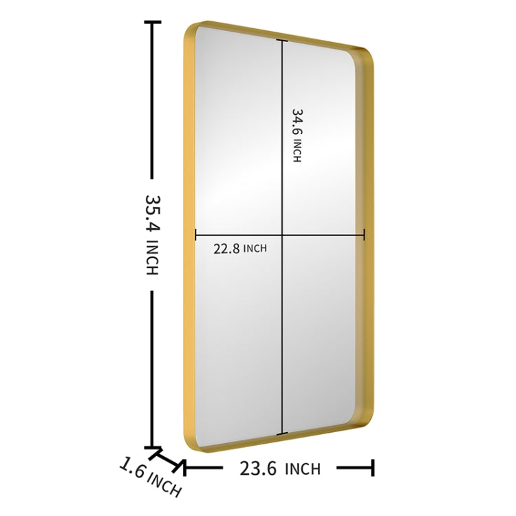 [US Warehouse] Wall-mounted Metal Rectangles Bathroom Mirror, Size: 35.4 x 23.6 x 1.6 inch