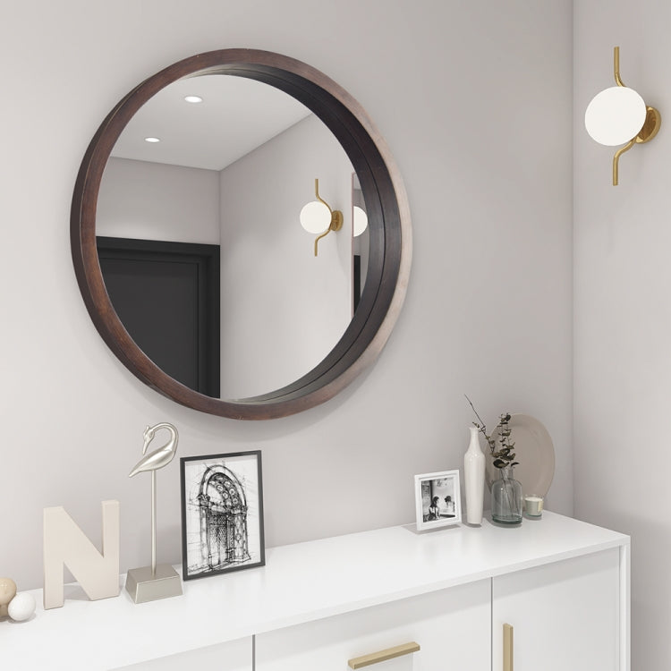 [US Warehouse] Wall-mounted Round Wooden Frame Bathroom Vanity Mirror, Size: 30 x 30 x 1.57 inch