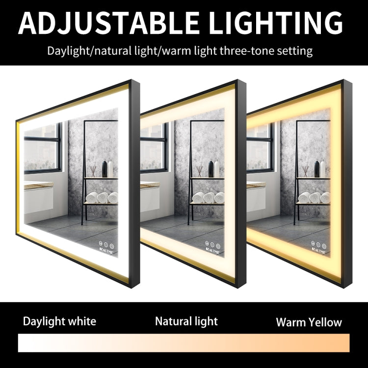 [US Warehouse] 48W Wall-mounted Rectangle Mirror Bathroom Vanity Mirror with Anti-fog Memory & LED Light, Size: 32x24x1.8 inch