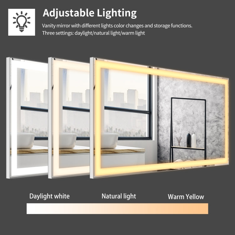[US Warehouse] 48W Wall-mounted Bathroom Vanity Mirror with LED Light & Anti-fog Touch Switch, Size: 48x24x1.2 inch