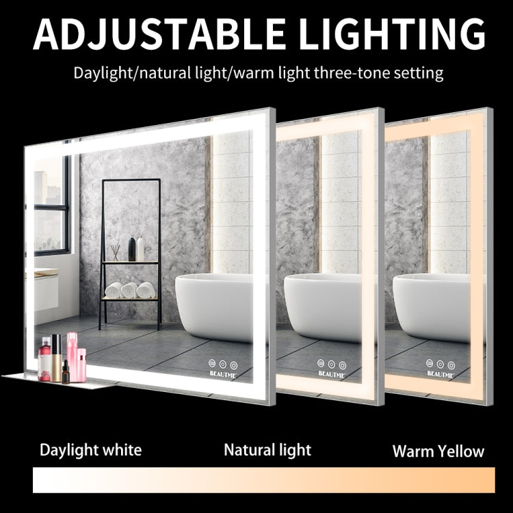 [US Warehouse] 48W Wall-mounted Bathroom Vanity Mirror with LED Light & Anti-fog Touch Switch, Size: 36x28x1.2 inch