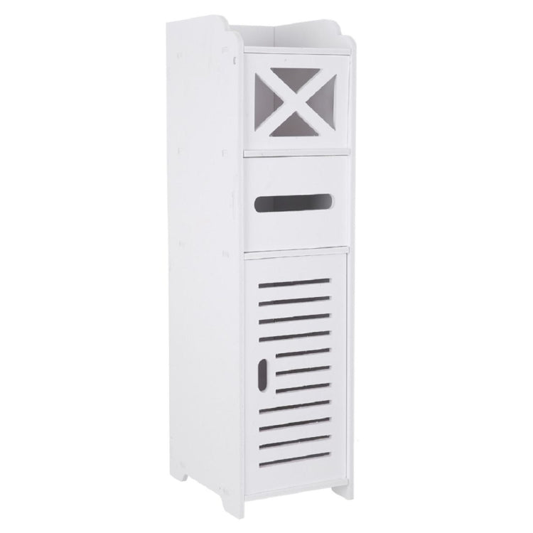 [UK Warehouse] PVC Toilet Cross Paper Towel Narrow Cabinet with Two Storage Cabinets, size: 20x25x74cm