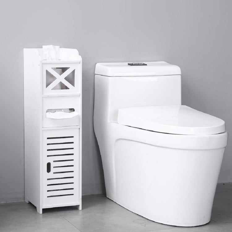 [UK Warehouse] PVC Toilet Cross Paper Towel Narrow Cabinet with Two Storage Cabinets, size: 20x25x74cm