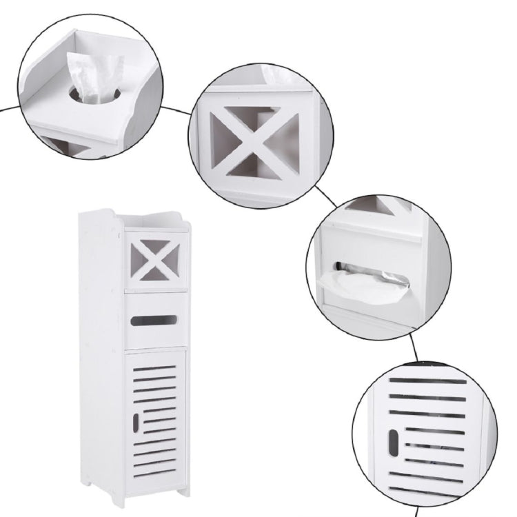 [UK Warehouse] PVC Toilet Cross Paper Towel Narrow Cabinet with Two Storage Cabinets, size: 20x25x74cm
