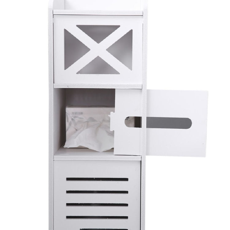 [US Warehouse] PVC Toilet Cross Paper Towel Narrow Cabinet with Two Storage Cabinets, size: 20x25x74cm