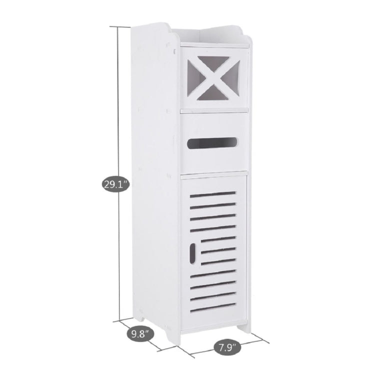 [US Warehouse] PVC Toilet Cross Paper Towel Narrow Cabinet with Two Storage Cabinets, size: 20x25x74cm