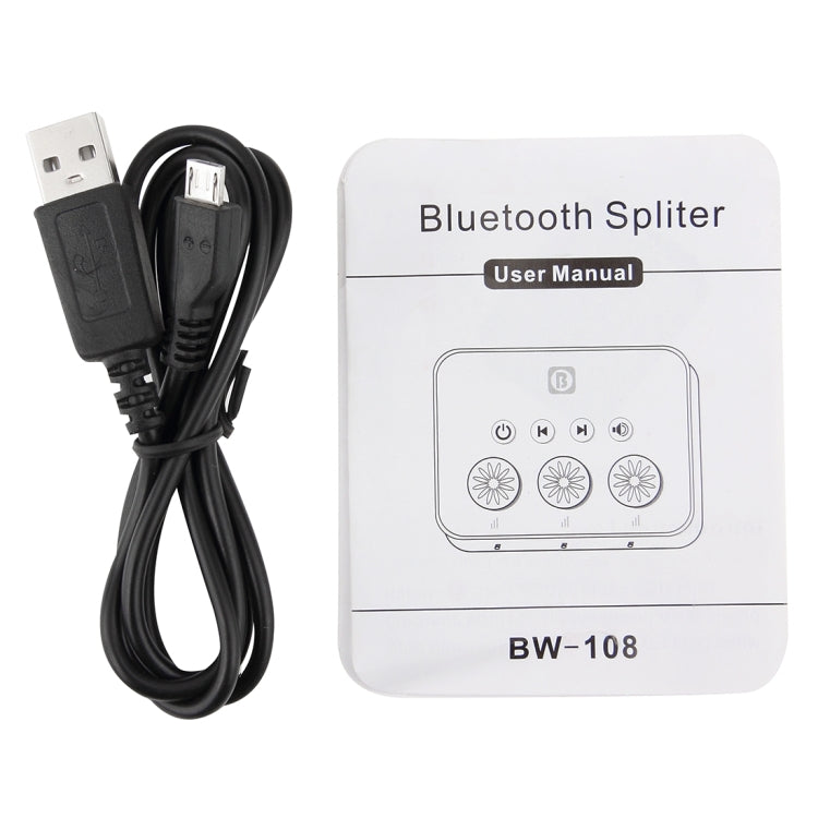3.5mm 1 to 3 Bluetooth 4.0 Receiver Adapter Audio Sharing Device, For iPhone, Samsung, HTC, Sony, Google, Huawei, Xiaomi and other Smartphones(Black)