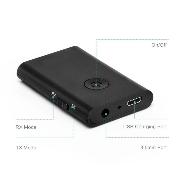 2 in 1 Bluetooth Receiver & Transmitter, For iPhone, Samsung, HTC, Sony, Google, Huawei, Xiaomi and other Smartphones & TV & PC & Headphone etc(Black)